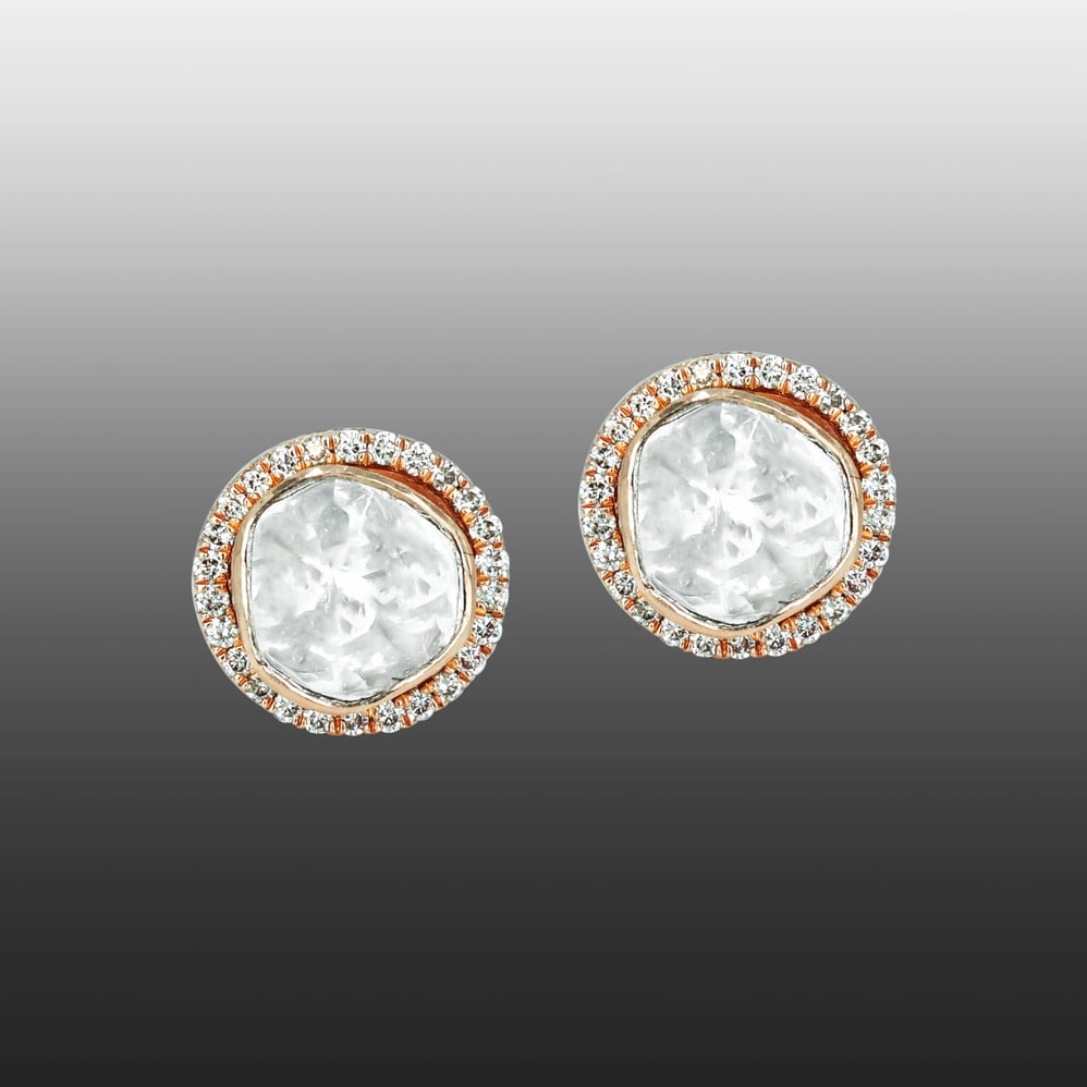 Polki Stud Earrings with Luminous Diamond Halo